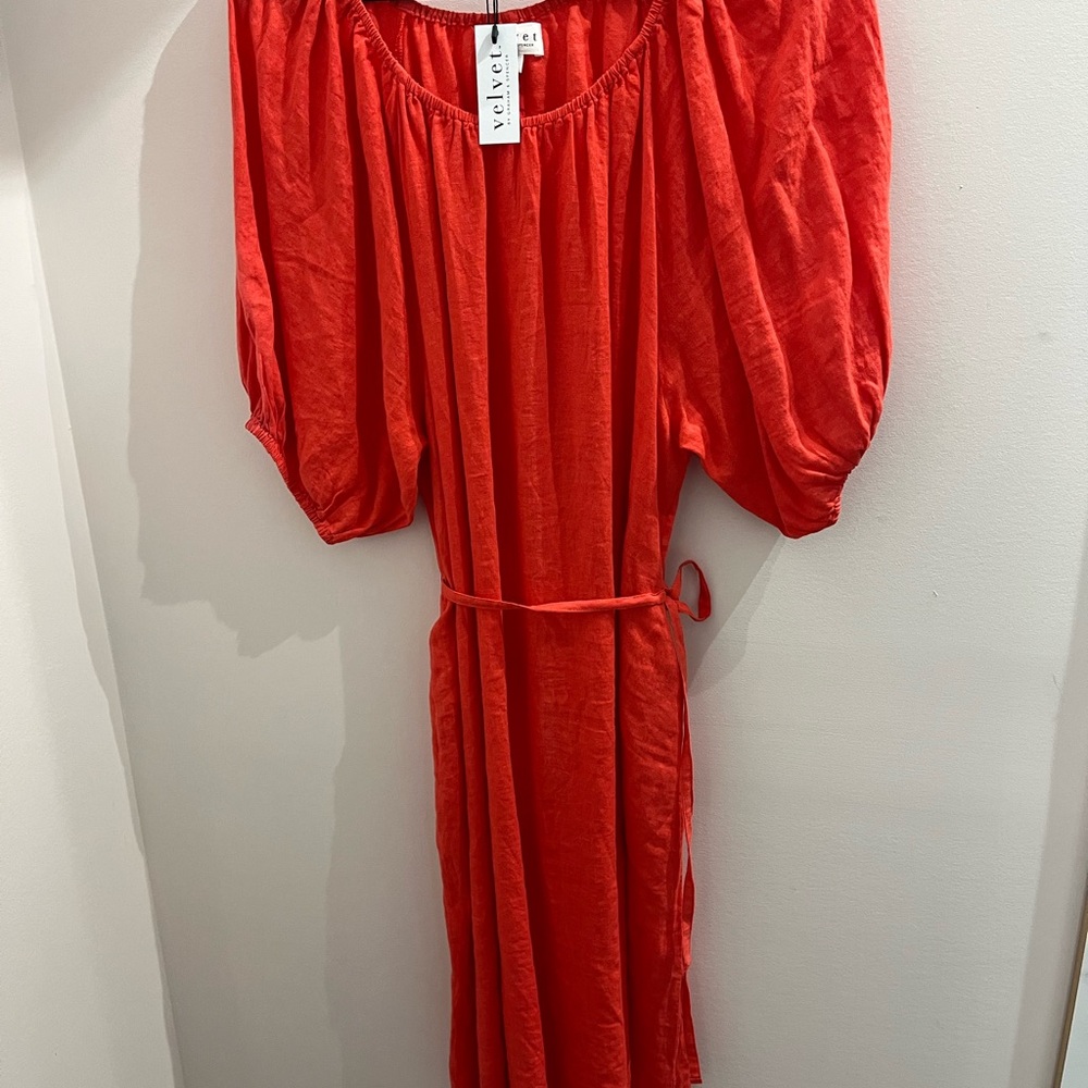 Velvet by Graham & Spencer Coral Linen Midi Dress